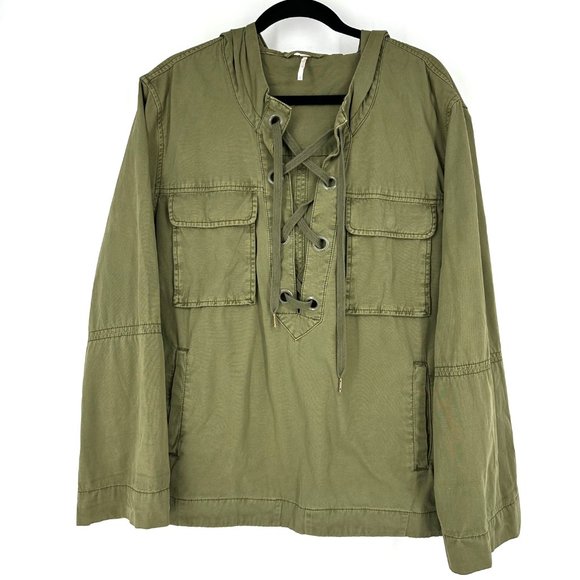 Free People Olive Green Hooded Jacket - Picture 2 of 11